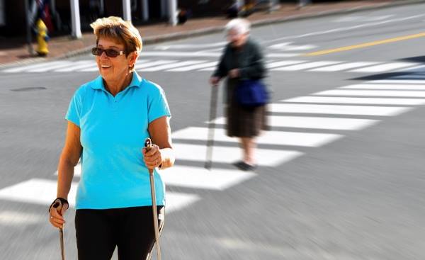 Old Lady With 1 Walking Stick Easily Overtaken By Old Lady With 2 Walking&nbsp;Sticks